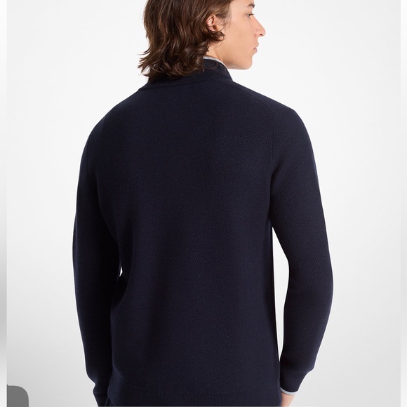 Michael Kors Extra Fine Merino Wool Quarter Zip Sweater Black XXL - Picture 3 of 14